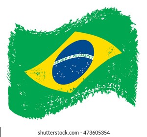 Grunge Brazil flag.Old Brazilian flag.Vector illustration.