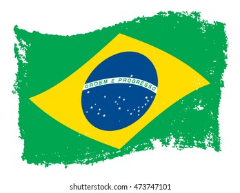 Grunge Brazil flag.Old Brazilian flag.Vector illustration.