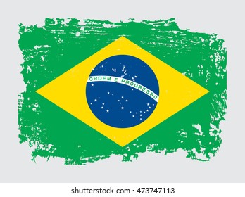 Grunge Brazil flag.Old Brazilian flag.Vector illustration.