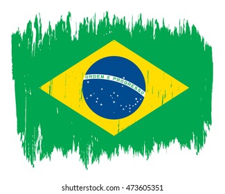Grunge Brazil flag. Vector illustration.