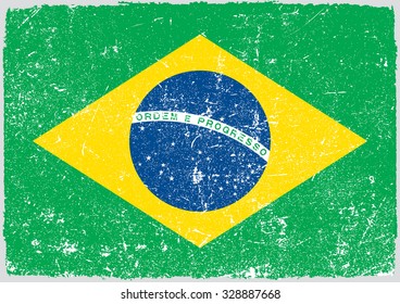 Grunge Brazil flag.Brazilian flag with grunge texture.Vector template.