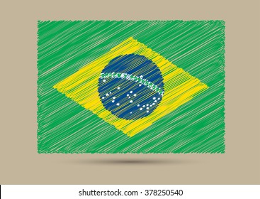  Grunge Brazil flag.Scribble flag of Brazil.