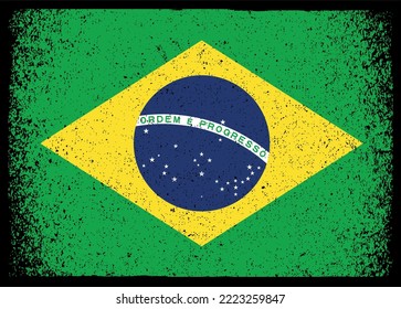Grunge Brazil flag.Vector old flag of Brazil.