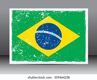Grunge Brazilian flag.Brazil flag with grunge texture.Vector