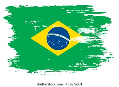 Grunge Brazilian flag.Vector flag of Brazil.
