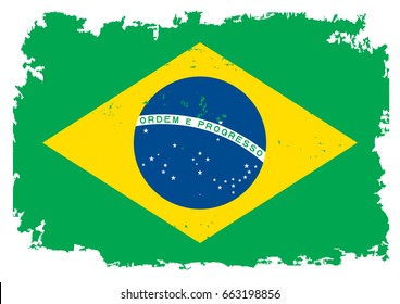 Grunge Brazilian flag.Vector flag of Brazil.