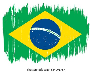 Grunge Brazilian flag.Vector flag of Brazil.