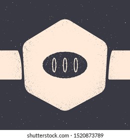 Grunge Bread loaf icon isolated on grey background. Monochrome vintage drawing. Vector Illustration