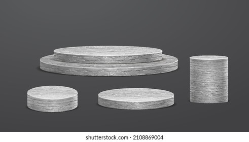 Grunge brick product display, Platforms presentation mock up show cosmetic stage pedestal design, Vector illustration