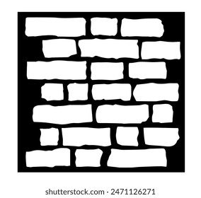 Plantilla de pared de ladrillo grunge. Imagen Clipart aislada sobre fondo blanco