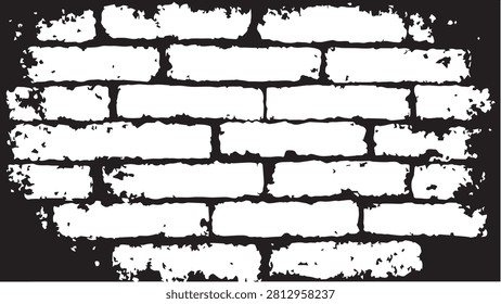 Grunge brick wall texture background with distressed paint and urban street art.