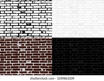 Grunge brick wall textures. Vector backgrounds. Vintage design set.