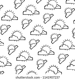 grunge bright sun with fluffy clouds background