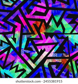 Grunge brillante tribal. Patrón sin fisuras