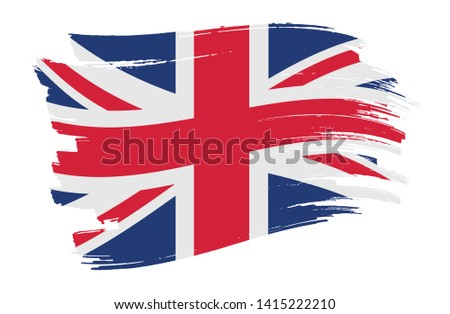 Grunge British flag. Brush stroke UK flag.