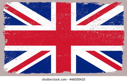 Grunge British flag.Old flag of UK.Vector template.