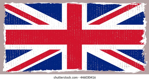 Grunge British flag.Old flag of UK.Vector template.