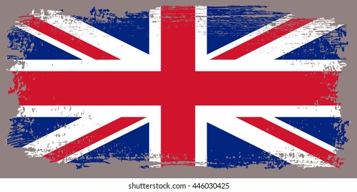 Grunge British flag.Old flag of UK.Vector template.
