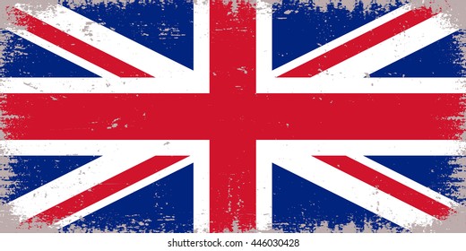 Grunge British flag.Old flag of UK.Vector template.