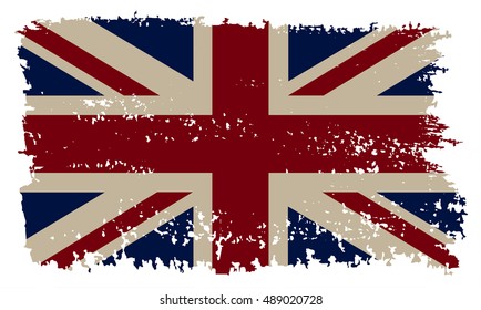 Grunge British flag.Vector template. 