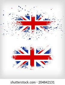 Grunge British ink splattered flag vectors