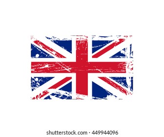 Grunge British ink splattered flag vectors