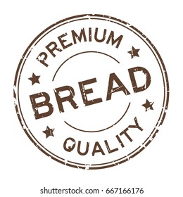 Grunge brown premium quality bread round rubber seal stamp on white background