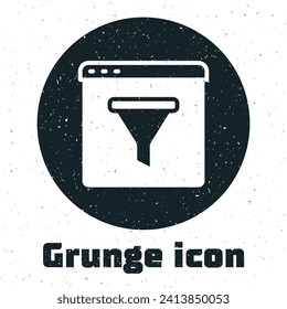Icono de ventana Navegador de Grunge aislado en fondo blanco. Dibujo vintage monocromo. Vector