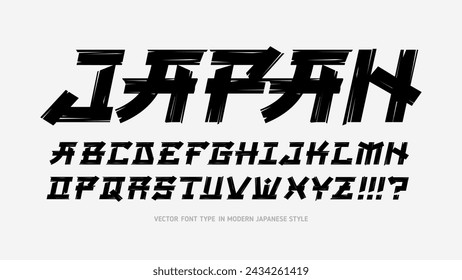 Grunge brush Asian Chinese and Japanese style vector type font.  Japan style calligraphy tattoo font. Handwritten Typography japan style font. English Japanese letters 
