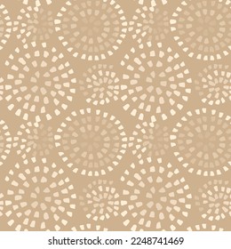 Grunge Brush Beige Light Seamless Pattern with Circle Print