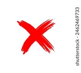 Grunge brush Cross red vector. X red vector. 