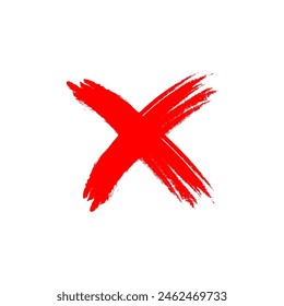 Grunge brush Cross red vector. X red vector. 