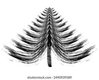 Grunge brush drawing of Christmas tree. Beautiful doodle spruce, ink paint. Vector illustration.