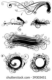  Grunge brush and drop spot whit swirl elements