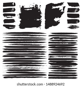 Grunge brush dry. Vector black spots on a white background