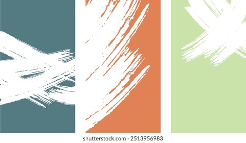 Grunge brush frames. Abstract texture overlay. Paint brushes messy strokes. Colorful scratches and stains. Grange vector templates for design reels, post, text