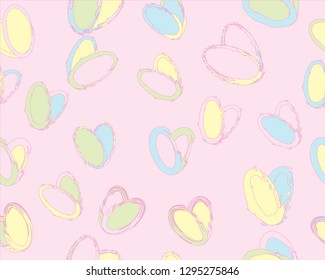 Grunge Brush Hearts Seamless Pattern. Unicorn Colors Flying Hand Painted Hearts Vector Illustration. Fabric, Textile, Cover or Post Card Template.