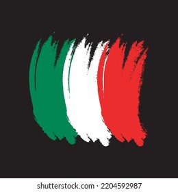 Grunge brush of Italy flag on shiny black background. Creative glitter sparkle brush paint vector illustration ESP 08