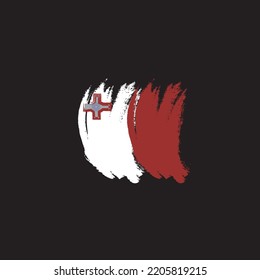 Grunge brush of Malta flag on black background. Creative glitter sparkle brush paint vector illustration esp 08