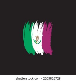 Grunge brush of Mexico flag on black background. Creative glitter sparkle brush paint vector illustration esp 08