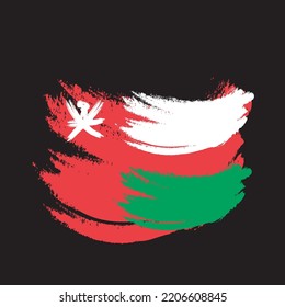 Grunge brush of Oman  flag on shiny black background. Creative glitter sparkle brush paint vector illustration ESP 08