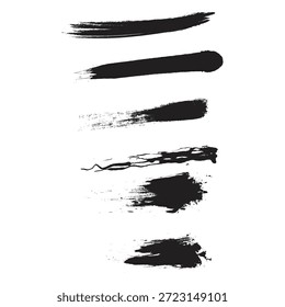 Pintura de pincel Grunge pinta el Vector, marcas negras ásperas de la tinta, sistema artístico expresivo de la textura