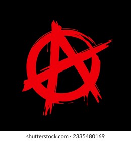 Signo de anarquía pintado con pincel grueso. Icono de anarquía. Ilustración del vector