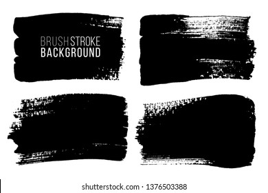 Grunge brush painted spots. Vector ink brush strokes. Distressed banners, paintbrush collection. Modern teextured rectangular shapes set.