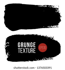 Grunge brush painted spots. Vector ink brush strokes. Distressed banners, paintbrush collection. Modern teextured rectangular shapes set.