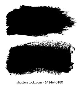Grunge brush painted spots. Vector ink brush strokes. Distressed banners. Modern textured rectangular shape set.