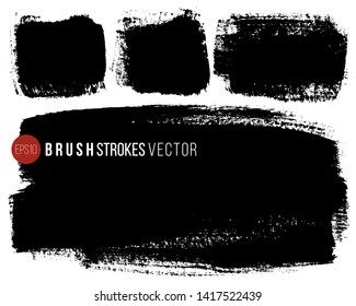 Grunge brush painted spots. Vector ink brush strokes. Distressed banners. Modern textured rectangular shape set.