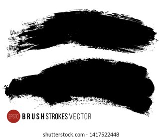 Grunge brush painted spots. Vector ink brush strokes. Distressed banners. Modern textured rectangular shape set.