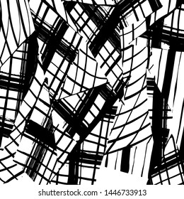 Grunge brush pattern. Texture. White and black vector.