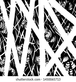 Grunge brush pattern. Texture. White and black vector.